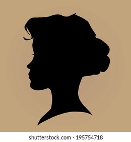Vector retro frame brown color with woman.