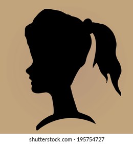 Vector retro frame brown color with woman.