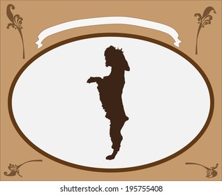 Vector retro frame brown color with dog.