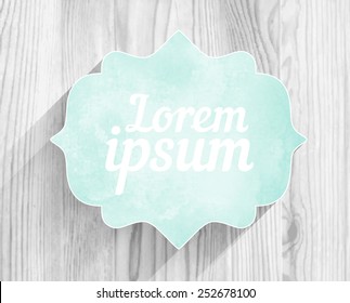 Vector Retro Frame Mint Watercolor Banner With Shadow On White Wood Texture Background