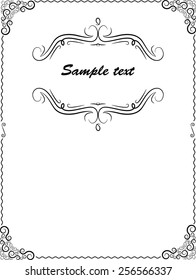 Vector Retro Frame with Scroll Elements . Vintage Swirl Border 