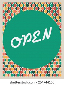 Vector. Retro frame. Sign open