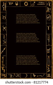 vector retro frame with zodiac signs (picture was taken from Barrett, Francis, F.R.C.: “The Magus, or Celestial Intelligencer (Book II)” (1801)