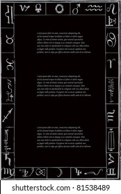 vector retro frame with zodiac signs (picture was taken from Barrett, Francis, F.R.C.: “The Magus, or Celestial Intelligencer (Book II)” (1801)