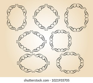  Vector retro frames .Vector illustration.Brown on beige.