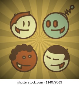 Vector Retro Funny Faces