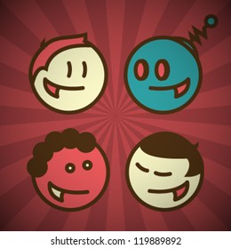  Vector Retro Funny Faces