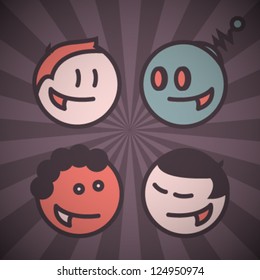 Vector Retro Funny Faces