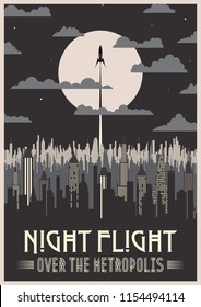 Vector Retro Future Space Flight Poster