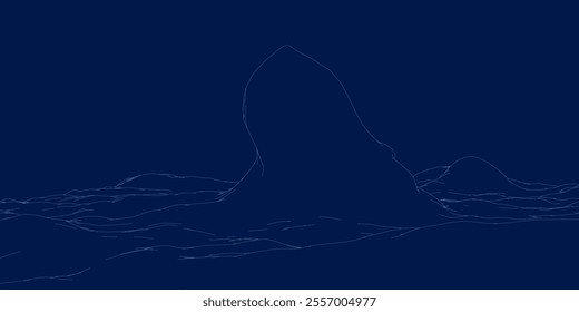 Vector retro futuristic background. Abstract digital landscape on horizon. Outline landscape background. Big Data Digital retro landscape Retro Sci-Fi Background.