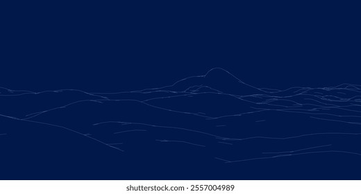 Vector retro futuristic background. Abstract digital landscape on horizon. Outline landscape background. Big Data Digital retro landscape Retro Sci-Fi Background.