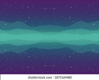 Vector retro futuristic background.  Pixel art background. 8 bit Retro game design interface Pixel art