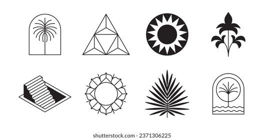 Vector retro futuristic neo grunge elements for print and graphic designs, abstract shapes y2k, figures, wireframe, flames, tattoo gothic and boho style, stickers, stars, hearts and logo templates