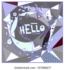Vector Retro geometrical vintage 80â??s memphis fashion style pattern illustration background. Ideal for fabric design paper print and website backdrop. vector file hello greeting card.