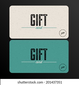 Vector Retro Gift card teal template