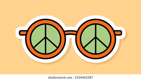 Vector Retro Glasses isolated on yellow background. 70s style cartoon icon