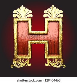 vector retro golden figure with wood