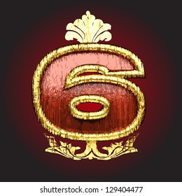 vector retro golden figure with wood