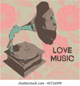 vector retro gramophone