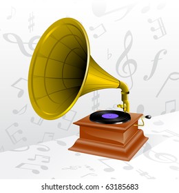 Vector retro gramophone