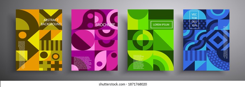 Vector retro graphic geometric design. A collection of cool colorful vintage covers. Abstract forms of composition for covers of books, posters, flyers, magazines