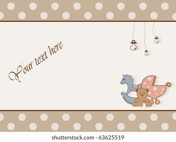 Vector retro greeting card for baby shower. RGB