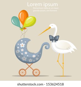 Vector retro greeting card "It's a boy"