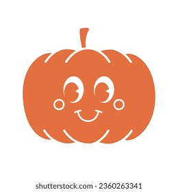 Vector retro groovy cartoon orange pumpkin isolated on white background