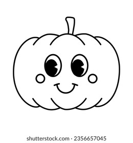 Calabaza del contorno de dibujos animados retro vectorial aislada sobre fondo blanco
