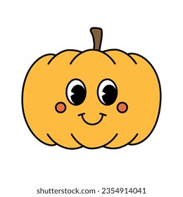 Vector retro groovy cartoon pumpkin isolated on white background