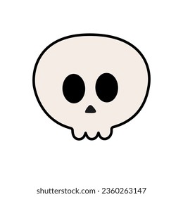 Vector retro groovy cartoon skull isolated on white background