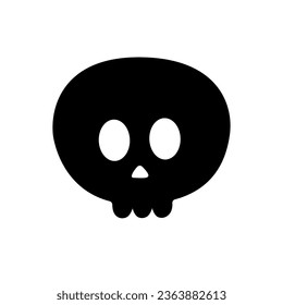 Vector retro groovy cartoon skull silhouette isolated on white background