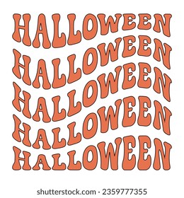 Vector retro groovy Halloween lettering isolated on white background