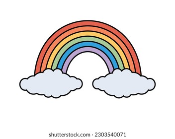 Vector retro groovy lgbt rainbow isolated on white background