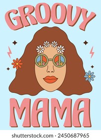 Vector retro groovy mama 70s 60s