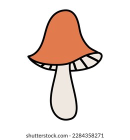 champiñón retro vectorial aislado en fondo blanco