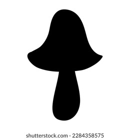 Vector retro groovy mushroom silhouette isolated on white background