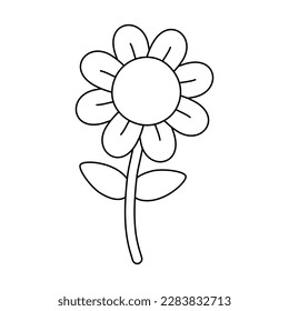 Flor de contorno de roscas vectorial retro aislada sobre fondo blanco