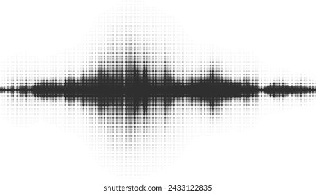 Vector retro grunge sound wave pattern. Audio equalizer halftone design with pulse effect. Music-themed banner design  creative vector art with vintage vibes.