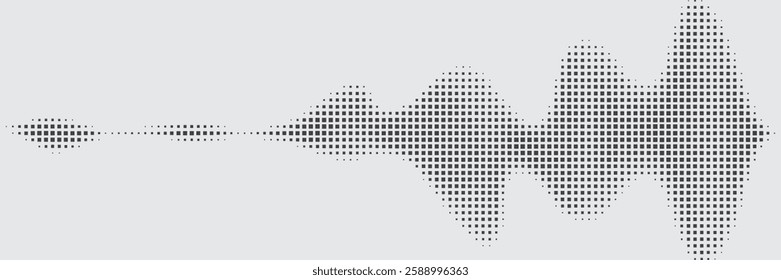 Vector retro grunge sound wave pattern. Audio equalizer halftone design with pulse effect