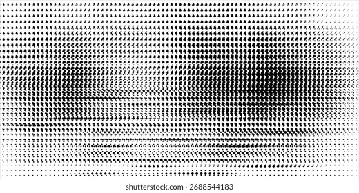Patrón de onda de sonido grunge retro de Vector. Diseño de semitono ecualizador de audio con efecto de pulso