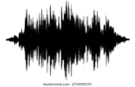 Vector retro grunge sound wave pattern. Audio equalizer halftone design with pulse effect