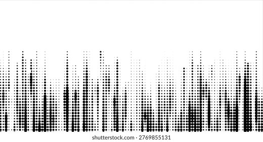 Vector retro grunge sound wave pattern. Audio equalizer halftone design with pulse effect 
