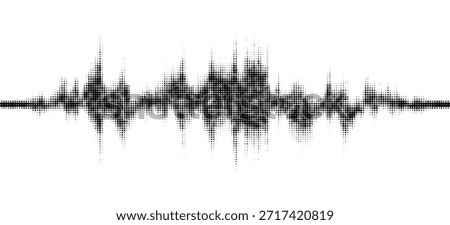 Vector retro grunge sound wave pattern. Audio equalizer halftone design with pulse effect

