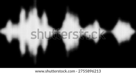 Vector retro grunge sound wave pattern. Audio equalizer halftone design with pulse effect 