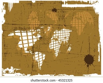 the vector retro grunge world map