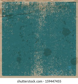 Vector retro grungy messy scratched blue paper background. Vintage used old card with wrinkles, stains and scratches. Can be used for grungy banner and flyer design. 