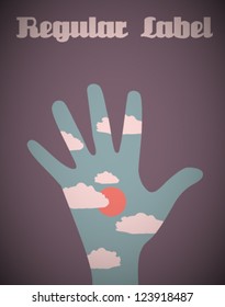 Vector Retro Hand With Clouds