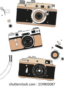 vector retro hand drawn hipster photo camera 