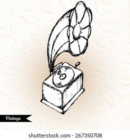 Vector retro hand drawn  illustration